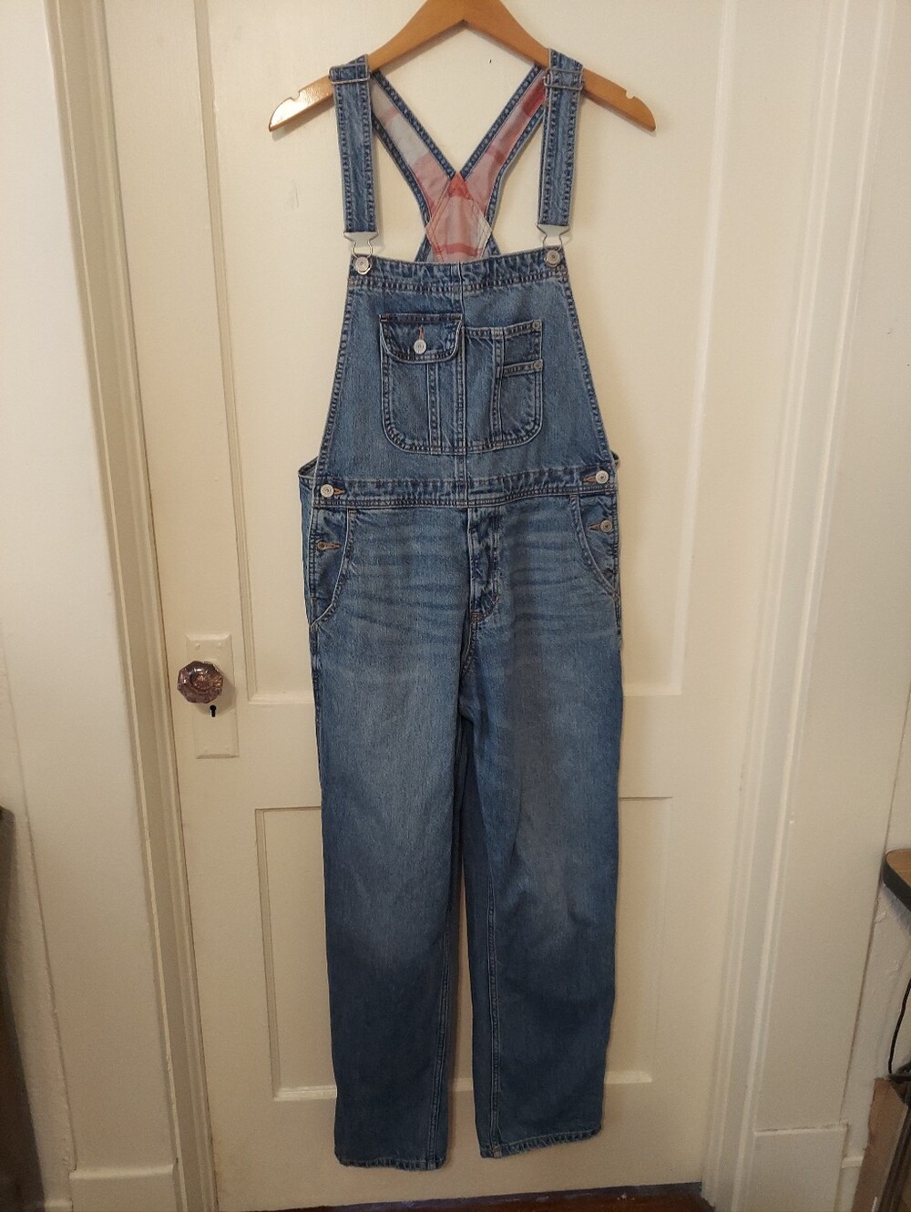 American Eagle Denim Baggy Overall Womens Small X 31" Straight Relaxed Slouchy
